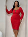 SHEIN BIUBIU Vestido ajustado de manga larga con escote corazón, espalda descubierta y lazo - Quierox - Tienda Online