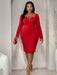 SHEIN BIUBIU Vestido ajustado de manga larga con escote corazón, espalda descubierta y lazo - Quierox - Tienda Online