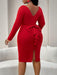 SHEIN BIUBIU Vestido ajustado de manga larga con escote corazón, espalda descubierta y lazo - Quierox - Tienda Online