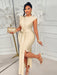 SHEIN BIUBIU Vestido elegante de talla grande color beige con cintura plisada y detalle retorcido - Quierox - Tienda Online