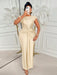 SHEIN BIUBIU Vestido elegante de talla grande color beige con cintura plisada y detalle retorcido - Quierox - Tienda Online