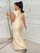 SHEIN BIUBIU Vestido elegante de talla grande color beige con cintura plisada y detalle retorcido - Quierox - Tienda Online