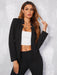 SHEIN BizChic Blazer de manga larga con cuello en pico para mujer - Quierox - Tienda Online