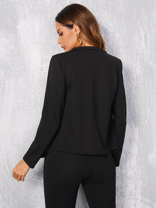 SHEIN BizChic Blazer de manga larga con cuello en pico para mujer - Quierox - Tienda Online