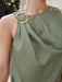 SHEIN BizChic top asimétrico fruncido con hebilla metálica color verde salvia - Quierox - Tienda Online