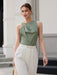 SHEIN BizChic top asimétrico fruncido con hebilla metálica color verde salvia - Quierox - Tienda Online