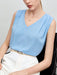 Shein BizChic - Top plisado con cuello en V para trabajo - Quierox - Tienda Online