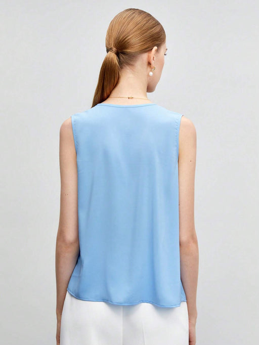 Shein BizChic - Top plisado con cuello en V para trabajo - Quierox - Tienda Online