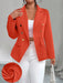 SHEIN Blazer de manga larga, doble botonadura, cintura ajustada y color liso para mujer - Quierox - Tienda Online