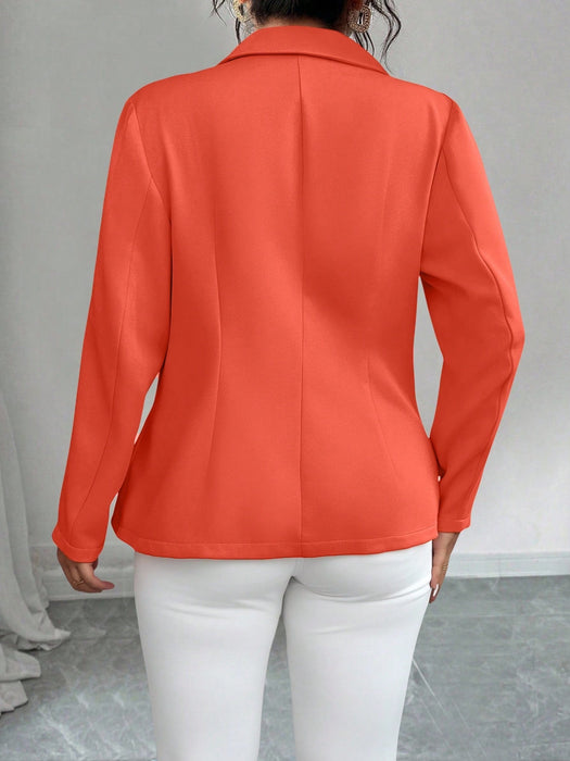 SHEIN Blazer de manga larga, doble botonadura, cintura ajustada y color liso para mujer - Quierox - Tienda Online