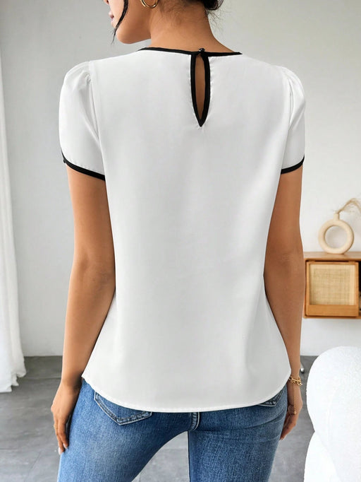 SHEIN Blusa Calvaya de cuello redondo con bloques de color - Quierox - Tienda Online