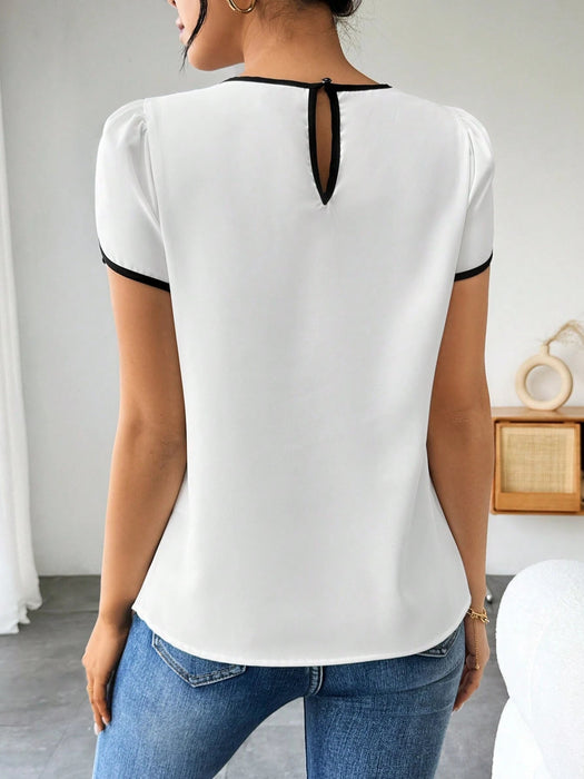 SHEIN Blusa Calvaya de cuello redondo con bloques de color - Quierox - Tienda Online