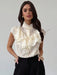 SHEIN Blusa Firerie para mujer, elegante, color blanco crema, con volantes - Quierox - Tienda Online