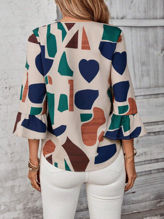 SHEIN Blusa holgada informal de mujer EMERY ROSE con estampado geométrico de corazones - Quierox - Tienda Online