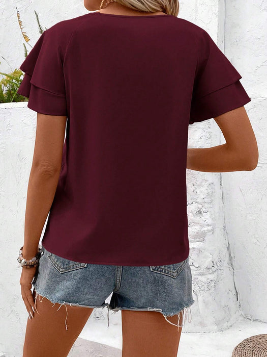 SHEIN Blusa informal Breezaya con mangas raglán lisas , tops de manga corta - Quierox - Tienda Online