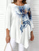 SHEIN Blusa informal minimalista azul y blanca con estampado floral, manga 3/4 - Quierox - Tienda Online
