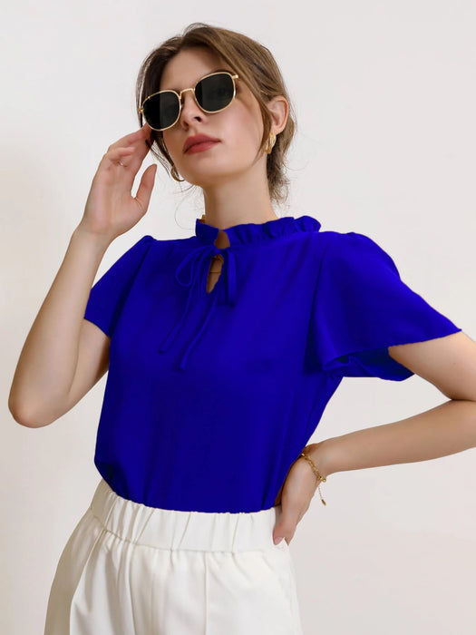 SHEIN Blusa Mulvari con cuello anudado y mangas abullonadas - Quierox - Tienda Online