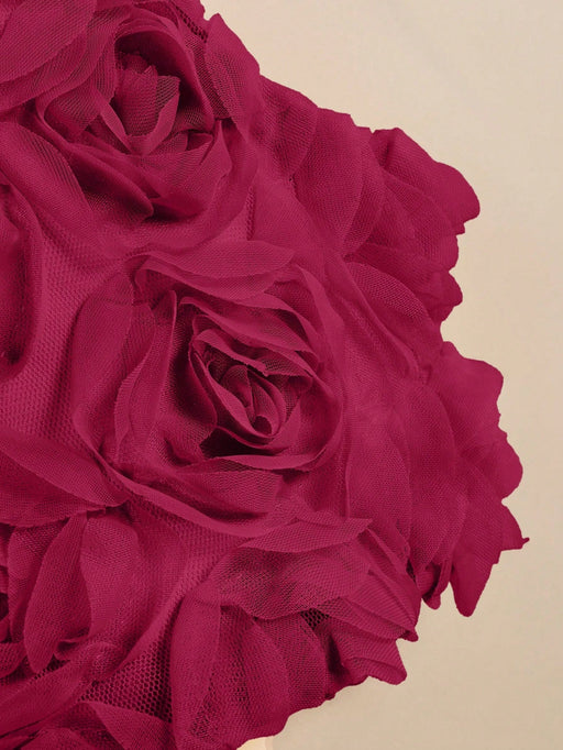 SHEIN Blusa para bebé niña, color rojo vino, con estampado floral de rosas 3D - Quierox - Tienda Online