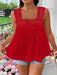 Shein Blusa sin mangas con volantes y patchwork de encaje de color liso de talla grande SunnyBelle - Quierox - Tienda Online