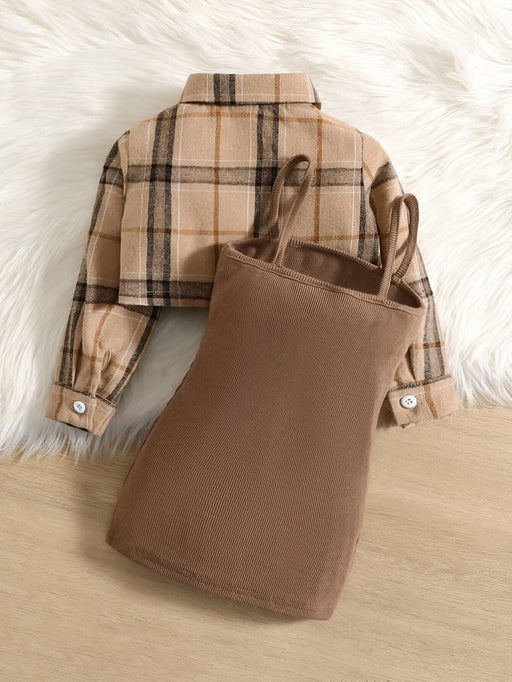 SHEIN Blusa y vestido camisola con estampado de cuadros para niña - Quierox - Tienda Online