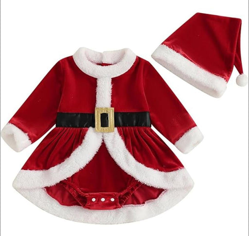 SHEIN Body de manga larga con ribete de felpa y cinturón para bebé niña, ideal para Navidad - Quierox - Tienda Online