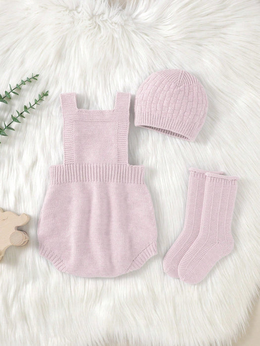 SHEIN Body de punto con detalle de botones para bebé niña, gorro y calcetines sin camiseta - Quierox - Tienda Online