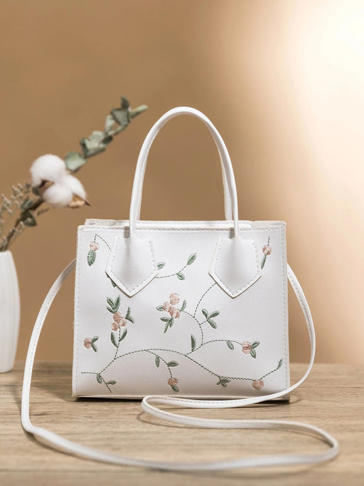 SHEIN Bolsa cuadrada con bordado floral con diseño - Quierox - Tienda Online