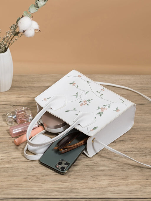 SHEIN Bolsa cuadrada con bordado floral con diseño - Quierox - Tienda Online