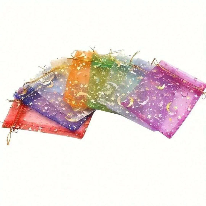 Shein Bolsas de organza con cordón, diseño de luna y estrella (100 unidades): ideales para joyas y recuerdos de fiesta - Quierox - Tienda Online