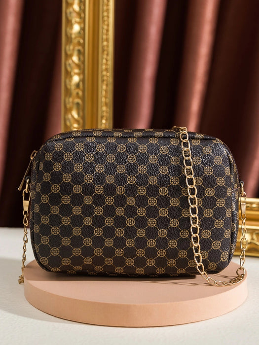 SHEIN Bolso bandolera mini con cadena y estampado geométrico - Quierox - Tienda Online