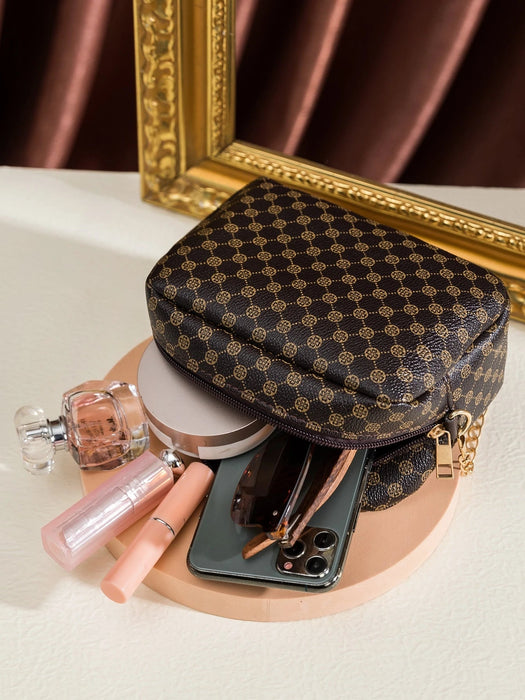 SHEIN Bolso bandolera mini con cadena y estampado geométrico - Quierox - Tienda Online