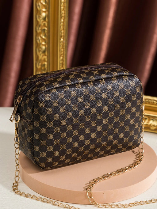 SHEIN Bolso bandolera mini con cadena y estampado geométrico - Quierox - Tienda Online