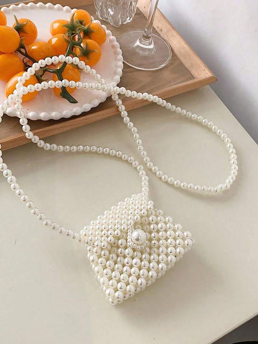 SHEIN Bolso bandolera para niña con cuentas de perlas de imitación - Quierox - Tienda Online