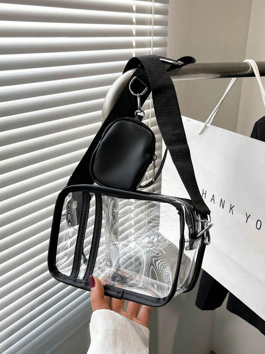 Shein Bolso cruzado transparente de 2 piezas con monedero, bolso cuadrado de PVC, bolso de playa de verano - Quierox - Tienda Online