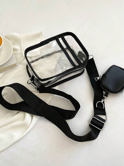 Shein Bolso cruzado transparente de 2 piezas con monedero, bolso cuadrado de PVC, bolso de playa de verano - Quierox - Tienda Online