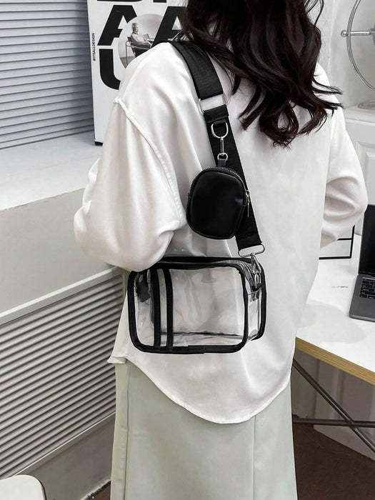 Shein Bolso cruzado transparente de 2 piezas con monedero, bolso cuadrado de PVC, bolso de playa de verano - Quierox - Tienda Online