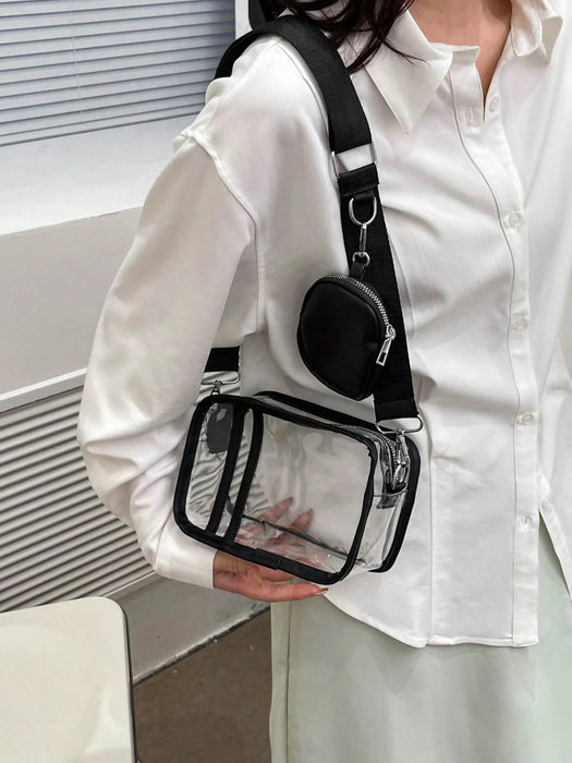 Shein Bolso cruzado transparente de 2 piezas con monedero, bolso cuadrado de PVC, bolso de playa de verano - Quierox - Tienda Online