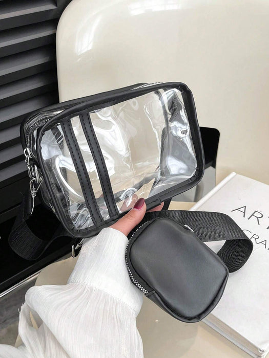 Shein Bolso cruzado transparente de 2 piezas con monedero, bolso cuadrado de PVC, bolso de playa de verano - Quierox - Tienda Online