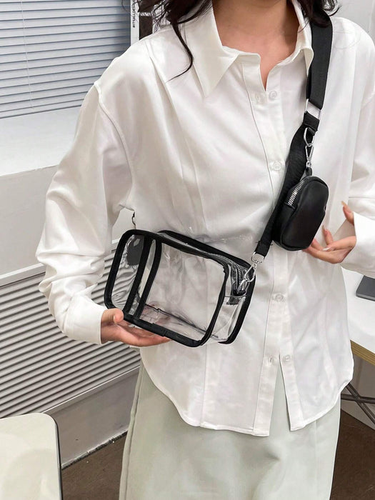 Shein Bolso cruzado transparente de 2 piezas con monedero, bolso cuadrado de PVC, bolso de playa de verano - Quierox - Tienda Online