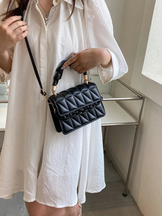 SHEIN Bolso cuadrado ligero, informal y elegante con asa superior fruncida y solapa - Quierox - Tienda Online