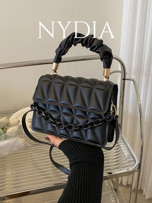 SHEIN Bolso cuadrado ligero, informal y elegante con asa superior fruncida y solapa - Quierox - Tienda Online
