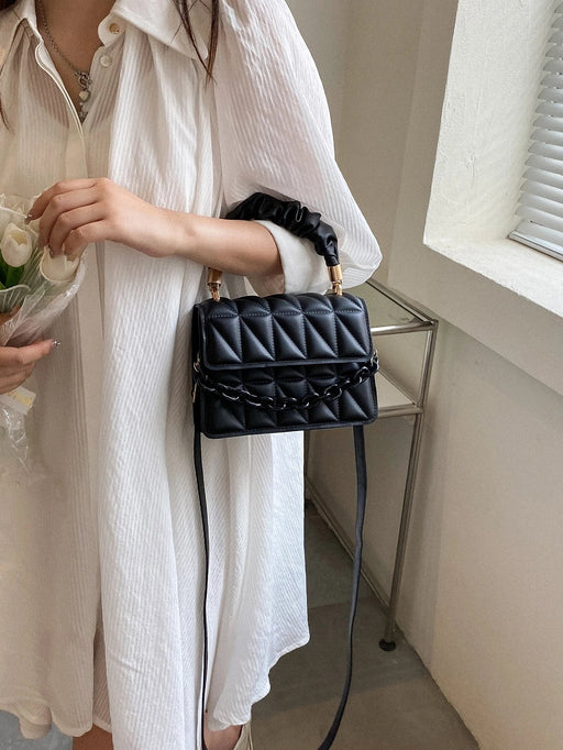 SHEIN Bolso cuadrado ligero, informal y elegante con asa superior fruncida y solapa - Quierox - Tienda Online