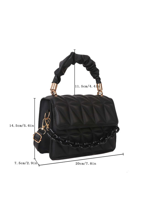 SHEIN Bolso cuadrado ligero, informal y elegante con asa superior fruncida y solapa - Quierox - Tienda Online