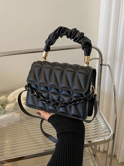 SHEIN Bolso cuadrado ligero, informal y elegante con asa superior fruncida y solapa - Quierox - Tienda Online