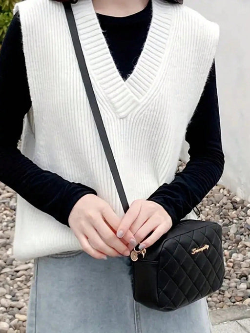 SHEIN Bolso cuadrado pequeño con cremallera y acolchado de rombos, bolso de hombro - Quierox - Tienda Online