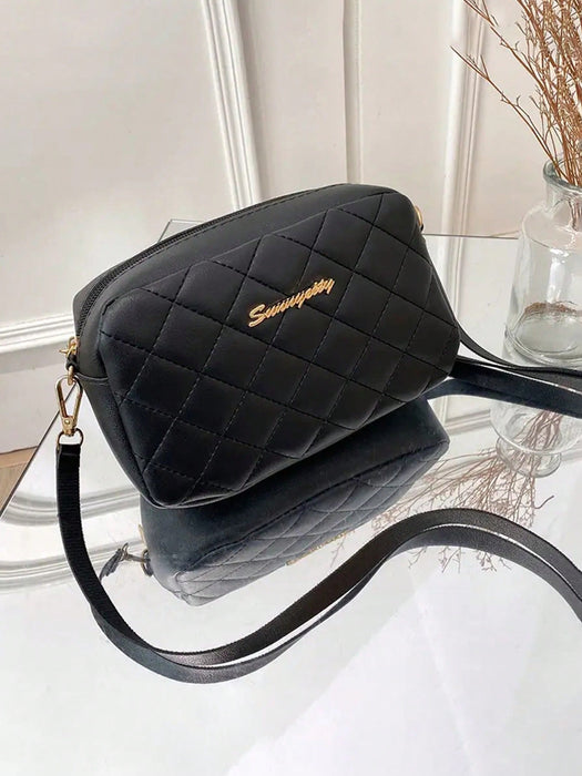 SHEIN Bolso cuadrado pequeño con cremallera y acolchado de rombos, bolso de hombro - Quierox - Tienda Online