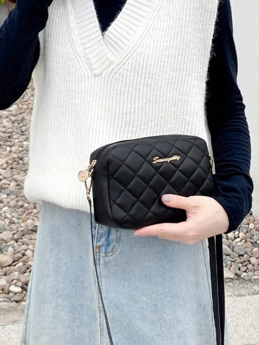 SHEIN Bolso cuadrado pequeño con cremallera y acolchado de rombos, bolso de hombro - Quierox - Tienda Online