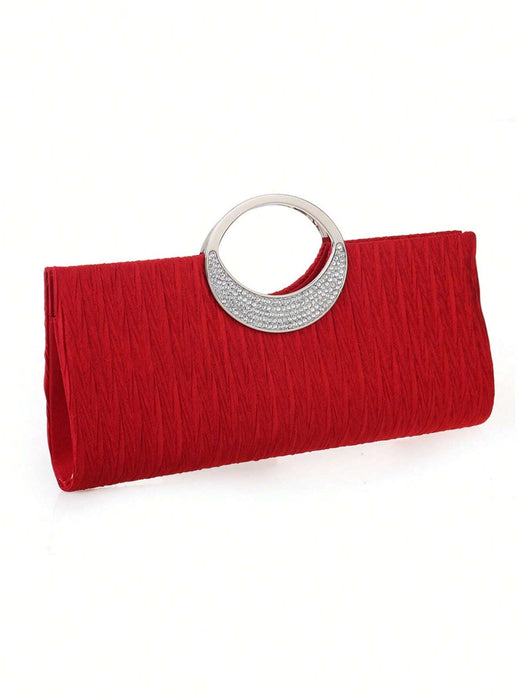 Shein Bolso de fiesta elegante de lujo para mujer, bolso de hombro con cadena de diamantes de imitación - Quierox - Tienda Online