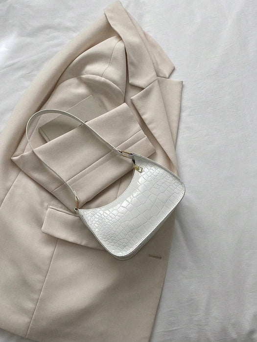 SHEIN Bolso de hombro geométrico de color liso con relieve y cremallera - Quierox - Tienda Online