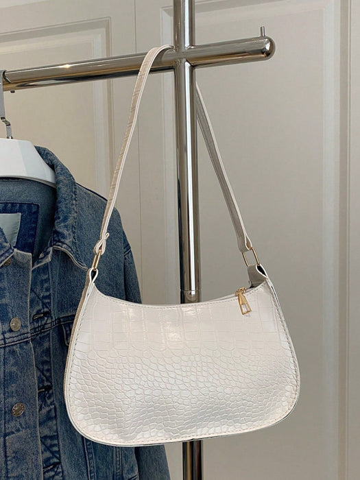SHEIN Bolso de hombro geométrico de color liso con relieve y cremallera - Quierox - Tienda Online